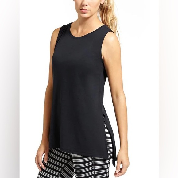 Athleta tencel black side split tank small - Picture 1 of 6